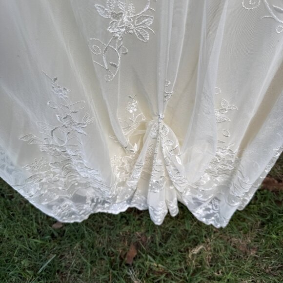 Jessica McClintock Wedding Dress 2003 Size 12 Strapless lace w/ Bolero Lace Jack - Picture 5 of 16